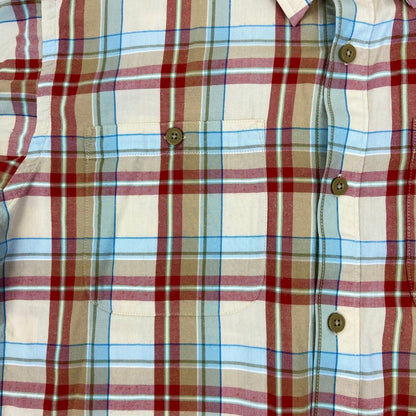 Vintage 2000s Patagonia Cream Red Blue Checked Long Sleeve Casual Shirt Large