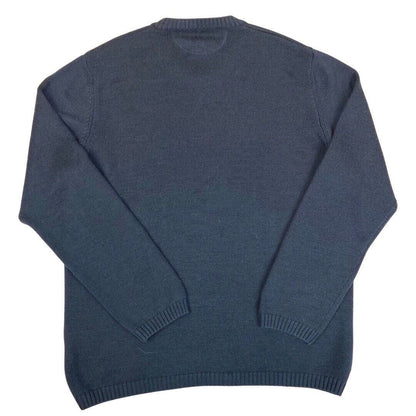 Vintage 90s 00s Navy Blue Embroidered Armani Jeans Knit Sweater L