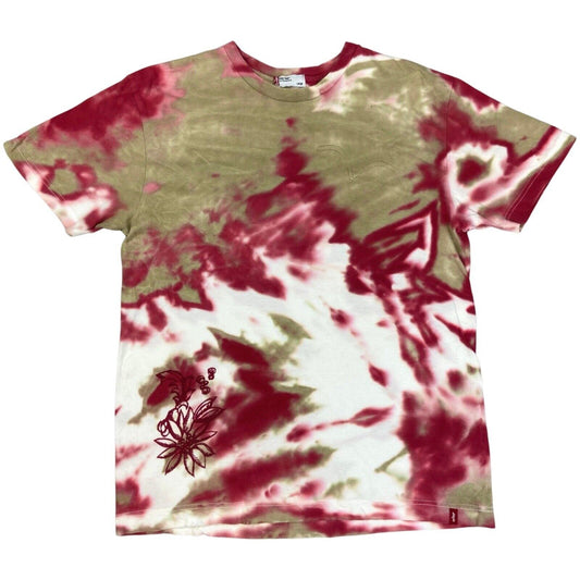 Vintage 90s 00s Red Beige Tie-Dye Embroidered Levi’s T-shirt L