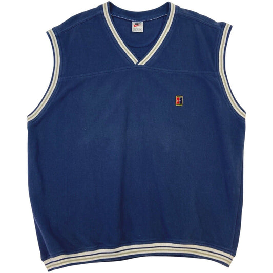 Vintage 90s Blue Embroidered  Nike Challenge Court Sweater Vest XL