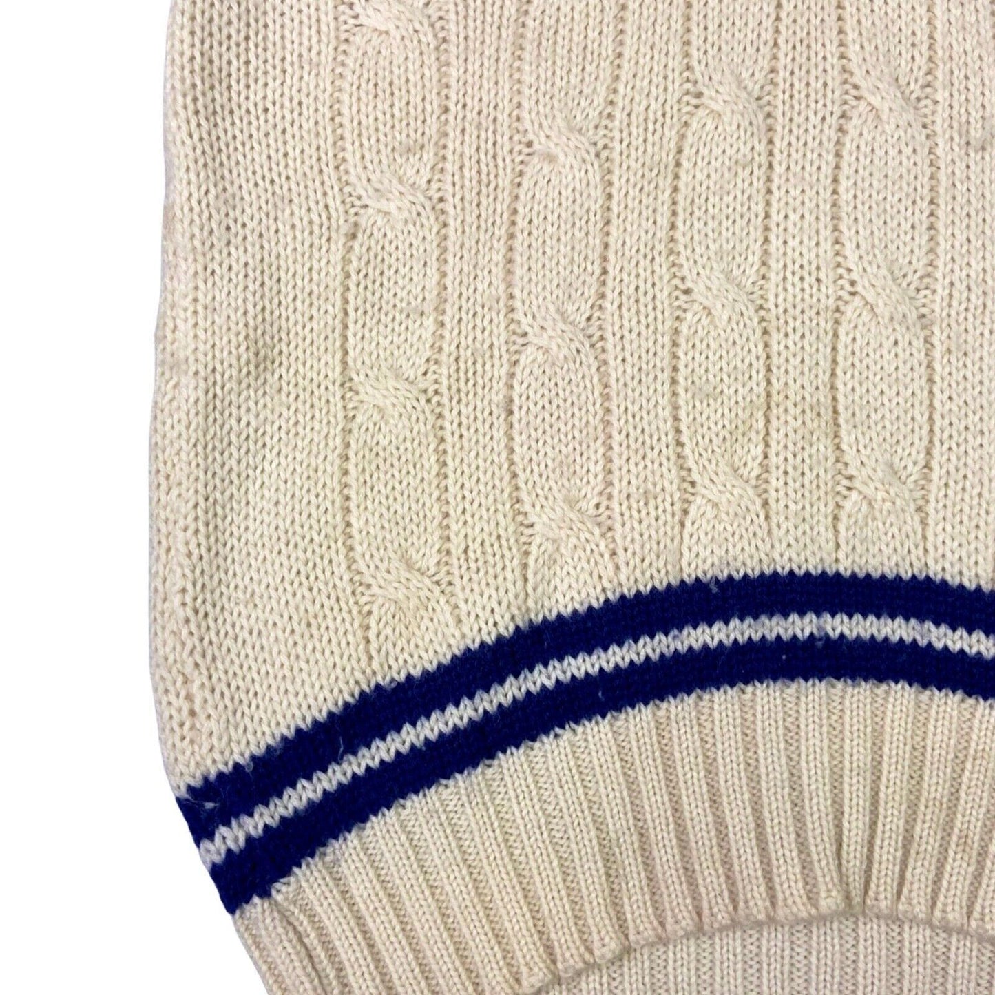 Vintage 90s Cream 100% Wool Cable Knit Sweater Vest M