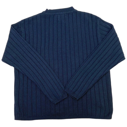 Vintage 90s Navy Blue Fila Appliqué Logo Knit Sweater XL