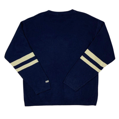 Vintage 90s Navy Blue Cream Puma Knit Sweater L