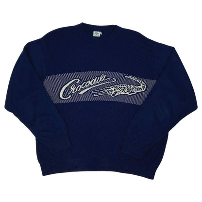 Vintage 90s Navy Blue Lacoste Graphic Knit Sweater XL