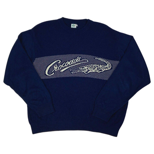 Vintage 90s Navy Blue Lacoste Graphic Knit Sweater XL
