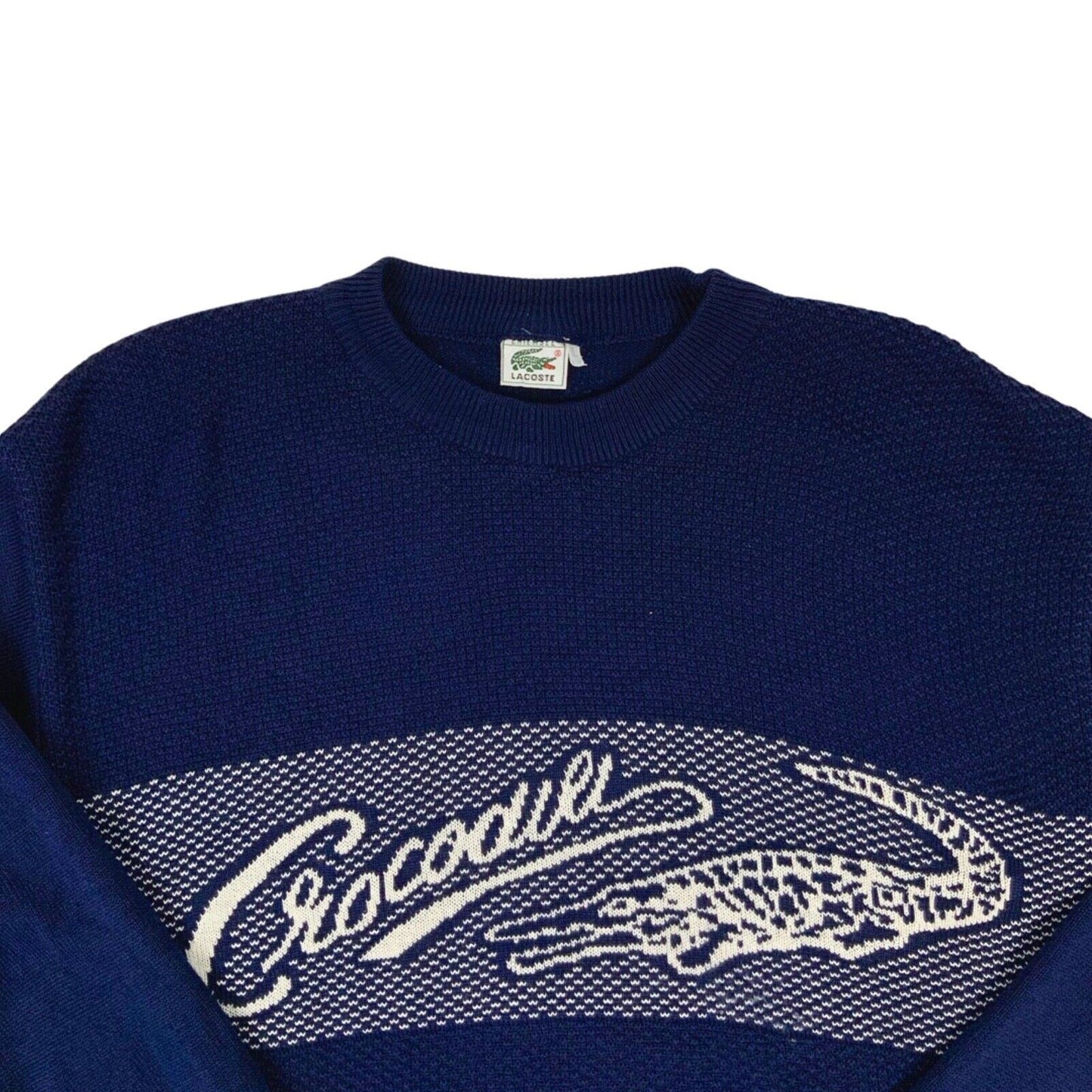 Vintage 90s Navy Blue Lacoste Graphic Knit Sweater XL