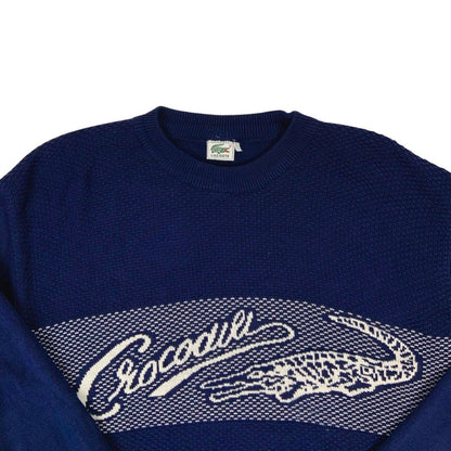 Vintage 90s Navy Blue Lacoste Graphic Knit Sweater XL