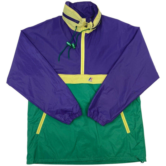 Vintage 90s Purple Green K-way 1/4 Zip Waterproof Jacket L