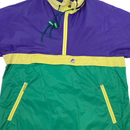 Vintage 90s Purple Green K-way 1/4 Zip Waterproof Jacket L