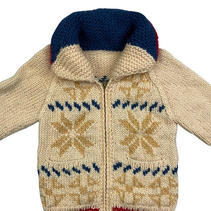 VINTAGE 70s LADIES WOOL COWICHAN GRAPHIC KNIT ROCKABILLY CARDIGAN 34” XS