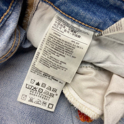 LADIES RED TAB LEVIS SKINNY FIT FLOWER EMBROIDERED JEANS HIPPY BOHO 28 w 34 L
