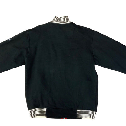 Vintage 90s 00s Black White Stripped Tommy Hilfiger Zip Up Sweater Jumper