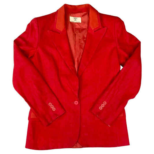 Vintage 80s 90s Red Designer Valentino Suit Blazer 8 10 S