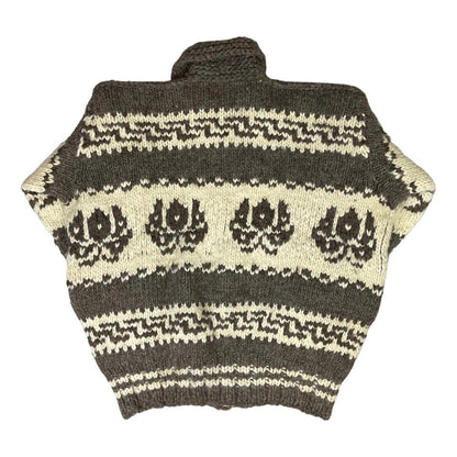 VTG MENS WOOL NATIVE CANADIAN COWICHAN GRAPHIC KNIT ROCKABILLY CARDIGAN 48”