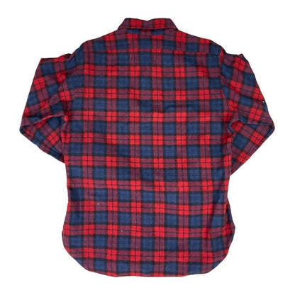 VTG USA RED & BLUE PENDLETON WOOL SHIRT CHECK PLAID BEACH BOYS ROCKABILLY 42” L