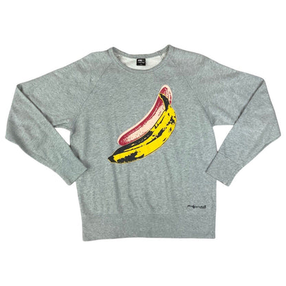 VTG 90s 00s GREY YELLOW ANDY WARHOL BANANA HYPEBEAST SPRZ NY CREWNECK JUMPER M