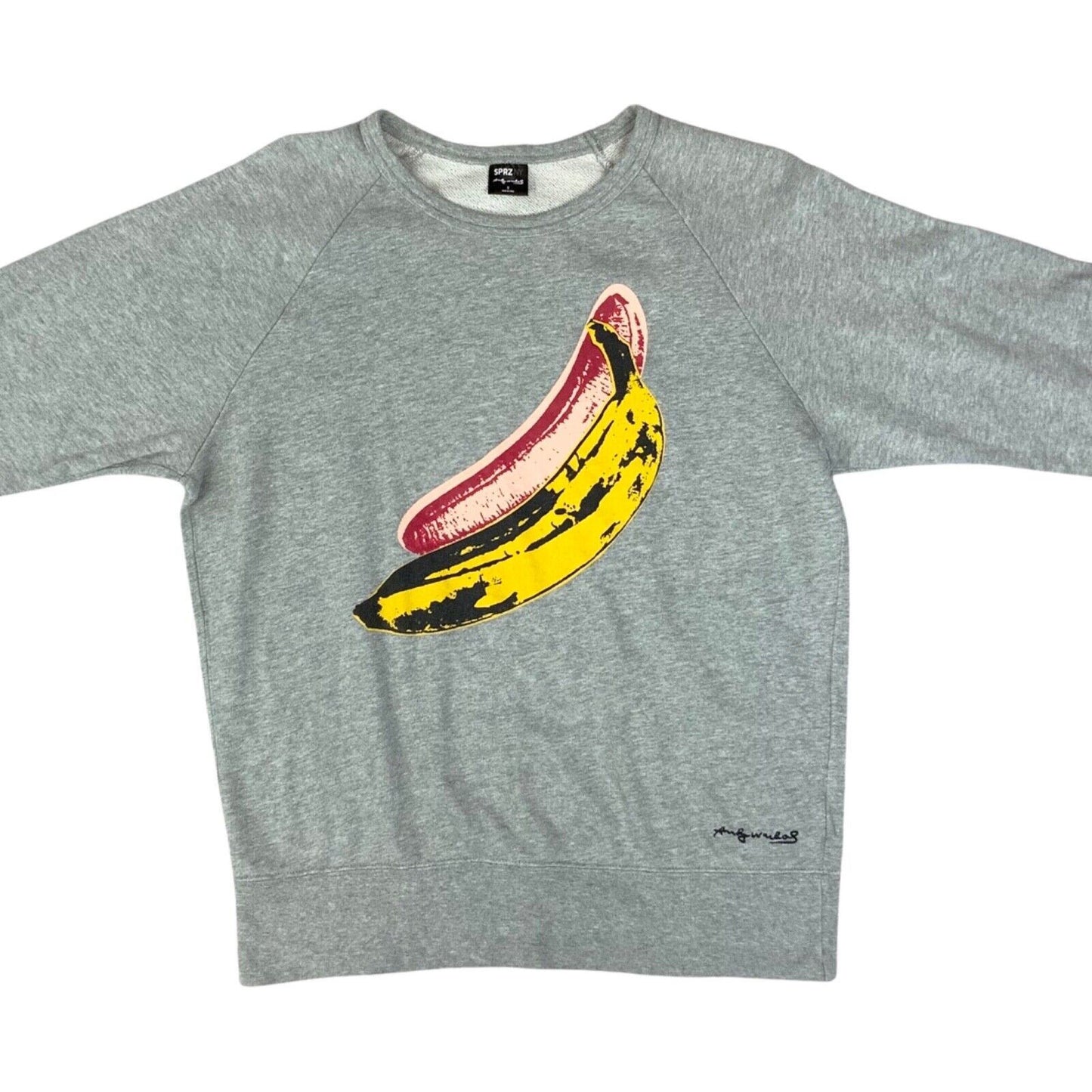 VTG 90s 00s GREY YELLOW ANDY WARHOL BANANA HYPEBEAST SPRZ NY CREWNECK JUMPER M