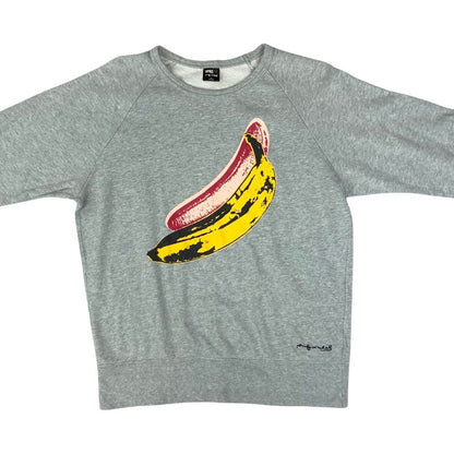 VTG 90s 00s GREY YELLOW ANDY WARHOL BANANA HYPEBEAST SPRZ NY CREWNECK JUMPER M