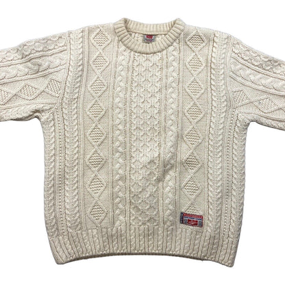 Vintage 90s Cream Ecru Levi's Cable Knitted Jumper XXL