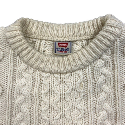 Vintage 90s Cream Ecru Levi's Cable Knitted Jumper XXL