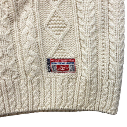 Vintage 90s Cream Ecru Levi's Cable Knitted Jumper XXL