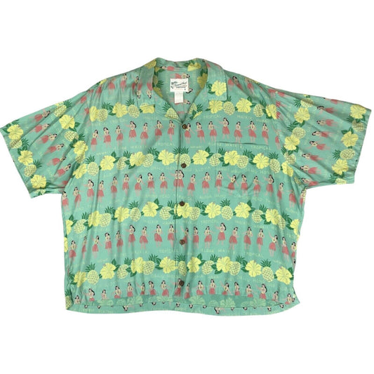 VTG 80s DIAMOND HEAD RAYON HAWAIIAN ALOHA SHIRT TIKI ROCKABILLY 50” XL