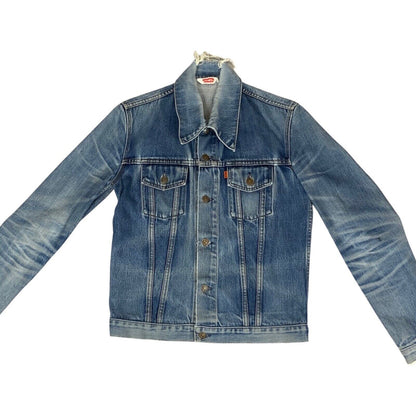 VTG 1970s LEVIS ORANGE TAB 70577 TYPE 3 TRUCKER DENIM JACKET  MOD SKINS 36” S