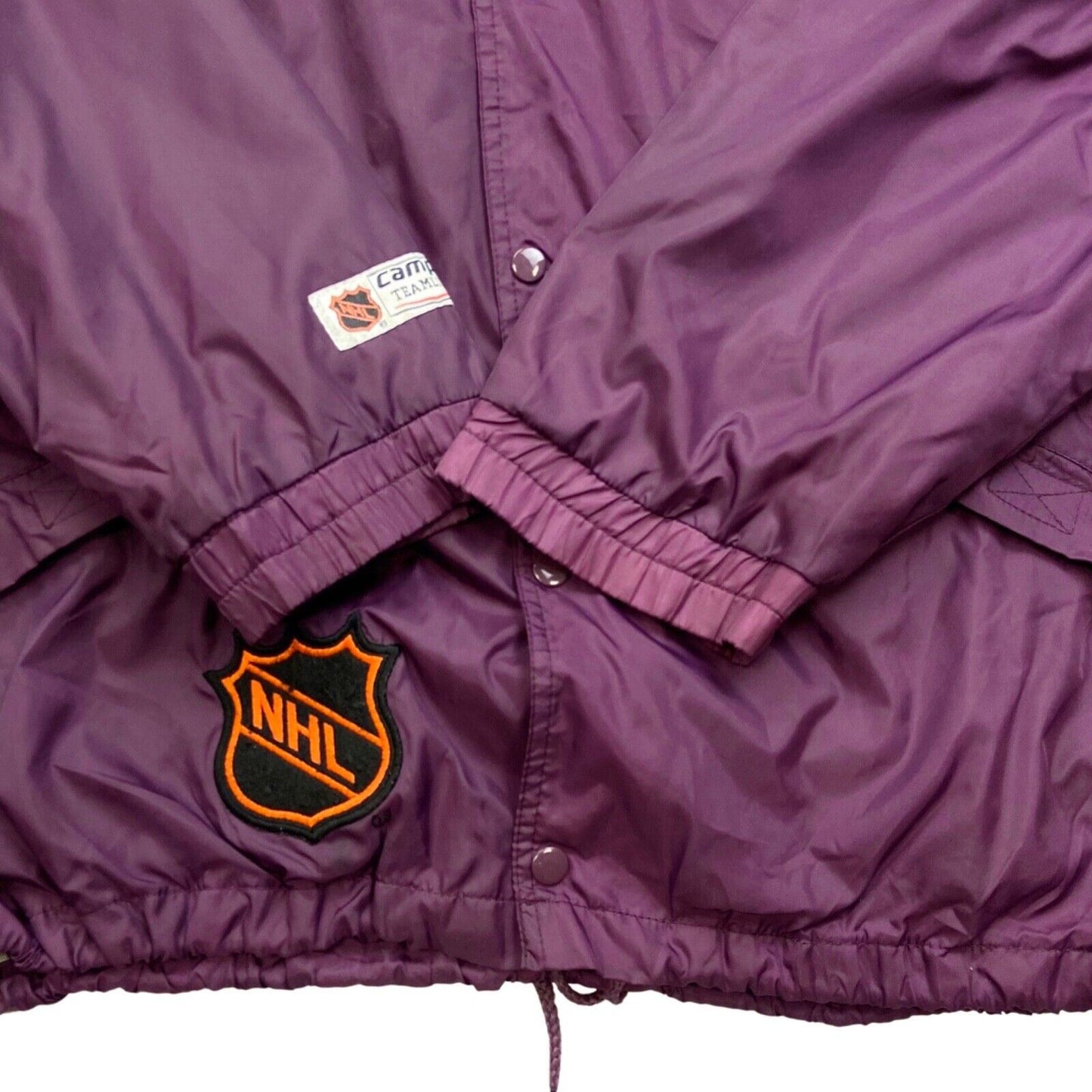 Vtg 00s Anaheim Mighty Ducks NHL Purple Grey Light Weight Sports Jacket XXL