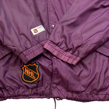 Vtg 00s Anaheim Mighty Ducks NHL Purple Grey Light Weight Sports Jacket XXL
