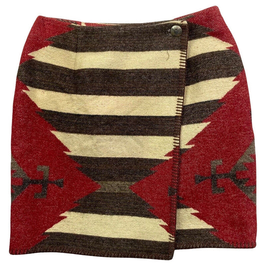 Vintage 00s Red Cream Rockabilly Chimayo Ralph Lauren Denim Suppply Wrap Skirt S
