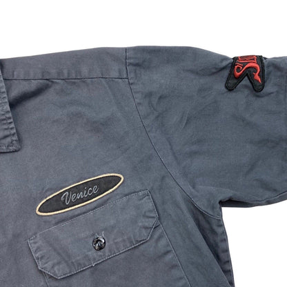 Vintage 90s 00s Grey Hard Rock Cafe Patch Button Up Shirt M