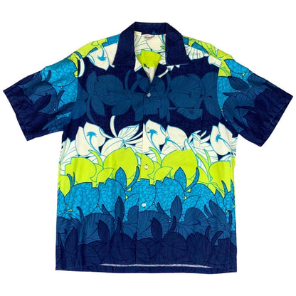 RARE VTG 70s HAWAIIAN TOGS BARK CLOTH HAWAIIAN ALOHA SHIRT TIKI ROCKABILLY 40”