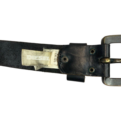 Vintage Black Designer Diesel Spell-Out Large Buckle 49" L/XL