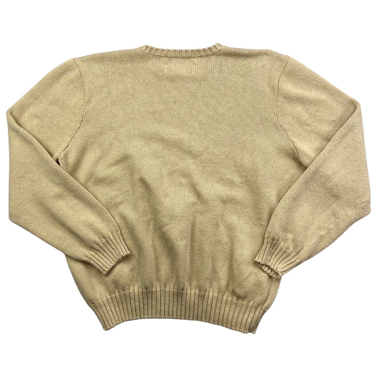 Vintage 90s 00s Cream Polo Ralph Lauren Embroidered Knitted Jumper XXL