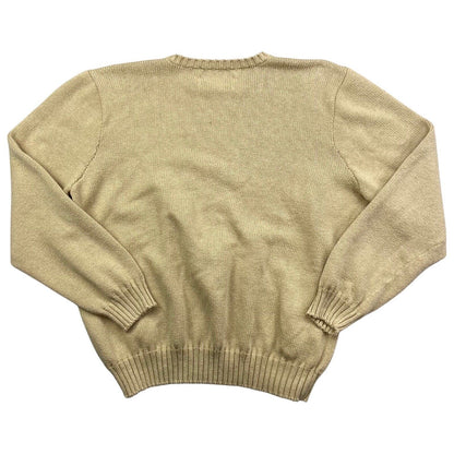 Vintage 90s 00s Cream Polo Ralph Lauren Embroidered Knitted Jumper XXL