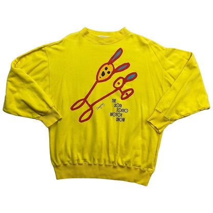 Vintage 90s 1993 Yellow 30th Tokyo Motor Show Japan Novelty Jumper Sweatshirt M