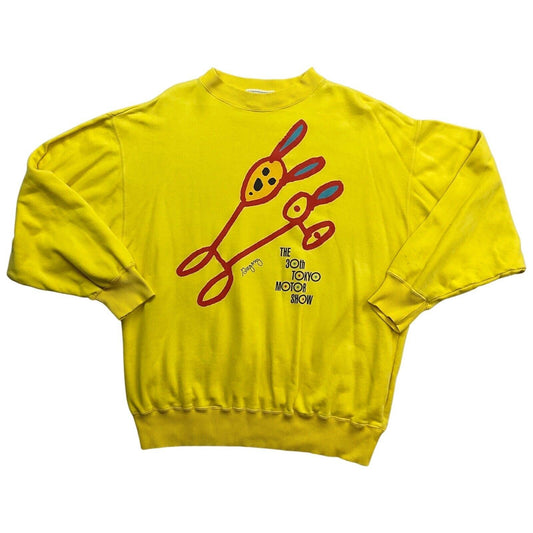 Vintage 90s 1993 Yellow 30th Tokyo Motor Show Japan Novelty Jumper Sweatshirt M