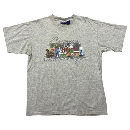 Vintage 90s 00s Grey Golf Course Challenge USA Novelty Cotton T-Shirt M L