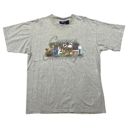 Vintage 90s 00s Grey Golf Course Challenge USA Novelty Cotton T-Shirt M L