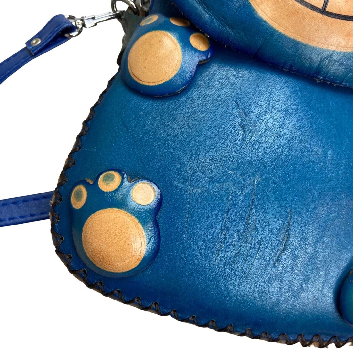 Vintage 90s 00s Blue Bear Novelty Leather Cross Body Bag