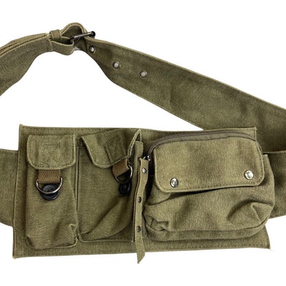 Vintage 90s 00s Khaki Cotton Duck Canvas Utility Bag Belt Strapped 41"