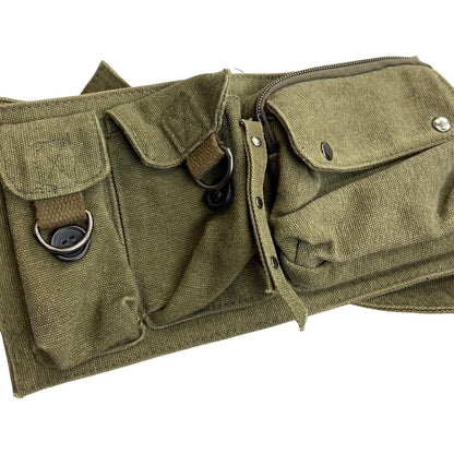 Vintage 90s 00s Khaki Cotton Duck Canvas Utility Bag Belt Strapped 41"