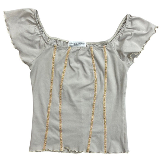 Vintage Y2K Grey Floral Corset Style Top 6 8 XS S