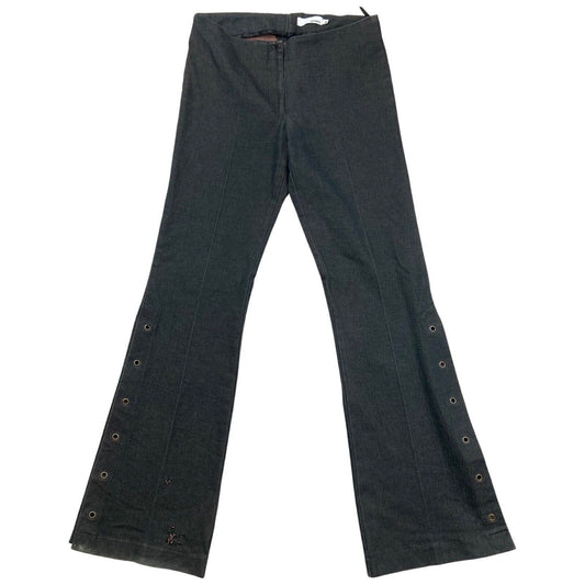 Vintage Y2K Dark Grey Hennes Flared Eyelet Split Hem Mid Rise Trousers 8 10 S
