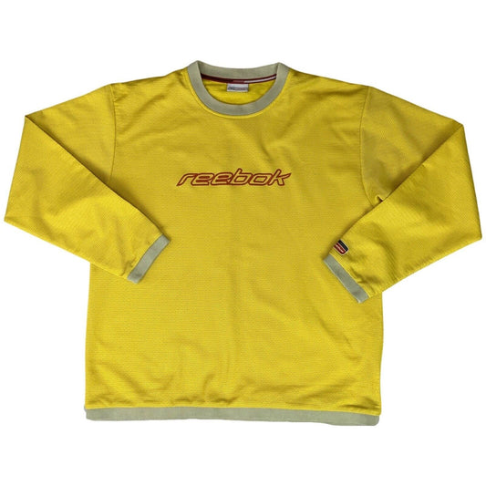 Vintage 1990’s Yellow Reebok Fleece-Lined Mesh Long Sleeve T-Shirt XL