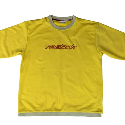 Vintage 1990’s Yellow Reebok Fleece-Lined Mesh Long Sleeve T-Shirt XL