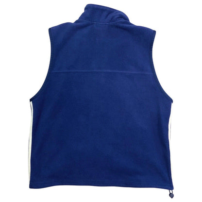 00s Y2K Blue White Adidas Adicolor Trefoil Zip-Up Gilet Fleece Vest L XL