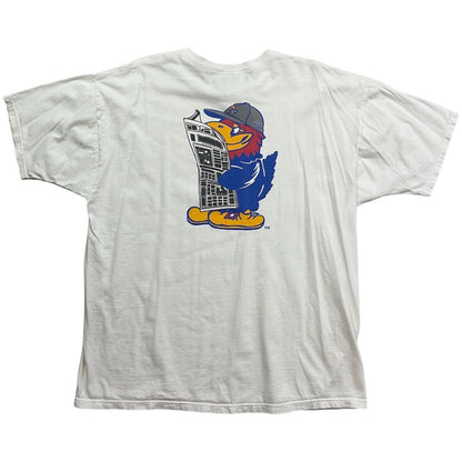 Vintage 90s 00s White Kansas University Kansan Newspaper Novelty Tshirt L XL