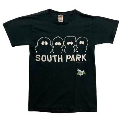 Vintage 90s 1999 Black White South Park Outline Comedy Central Graphic Tshirt S