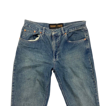 Vintage 90s 00s Blue Union Jack USA Freeman T. Porter Denim Flares Jeans 32" 12